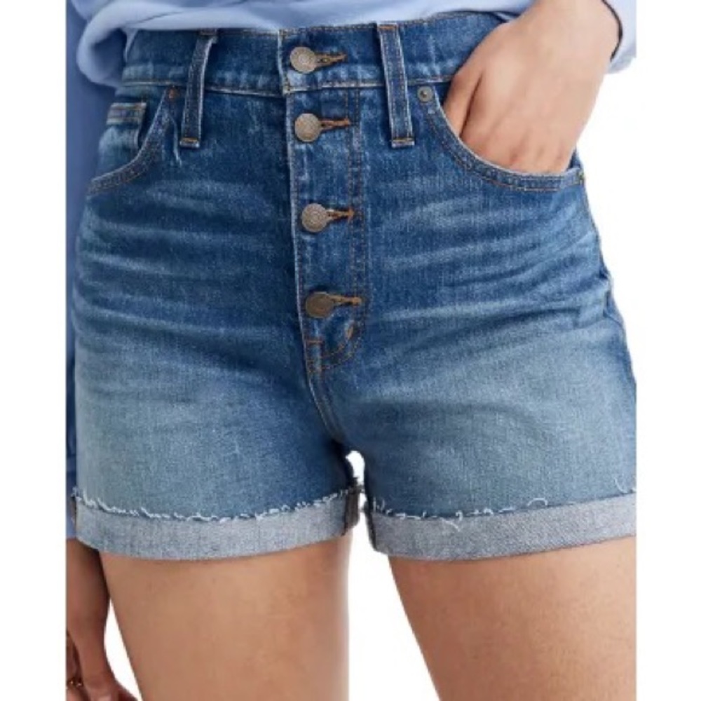 High rise denim shorts